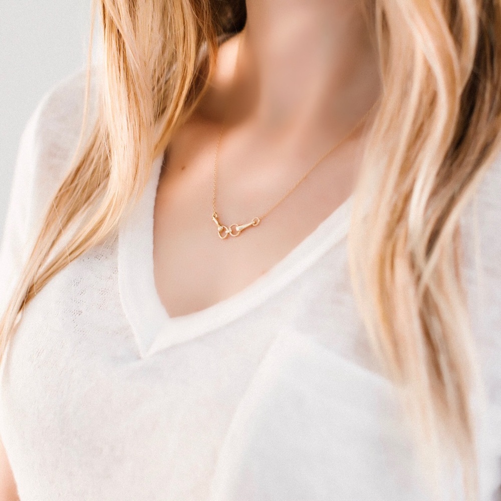 Horse Bit Necklace | 14k Gold Plated 925 Silver - Picture 2 of 5